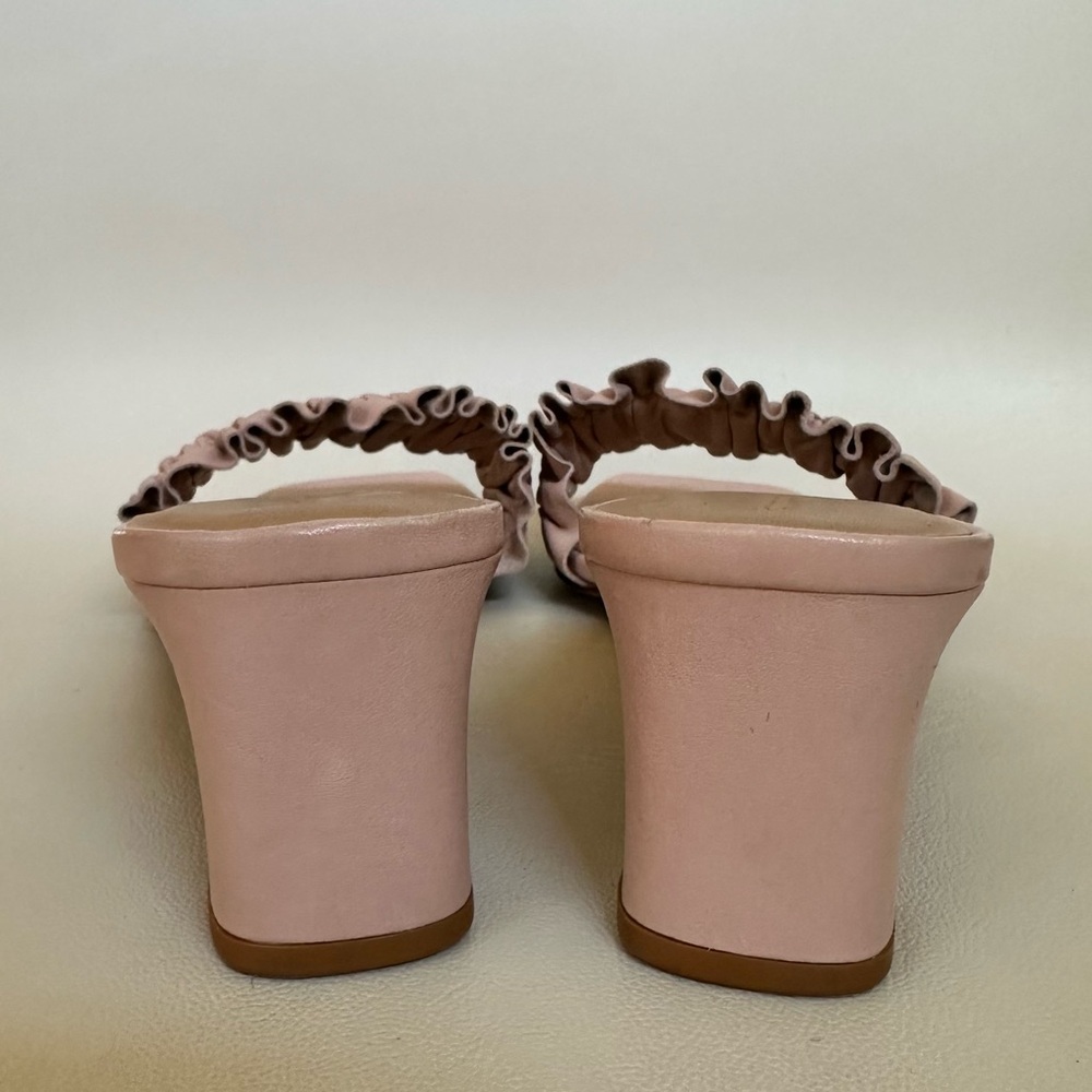Reformation Shereen Ruched Leather Block Heel Mules Slide Serenade Pink NWOT 9.5 - Picture 8 of 10